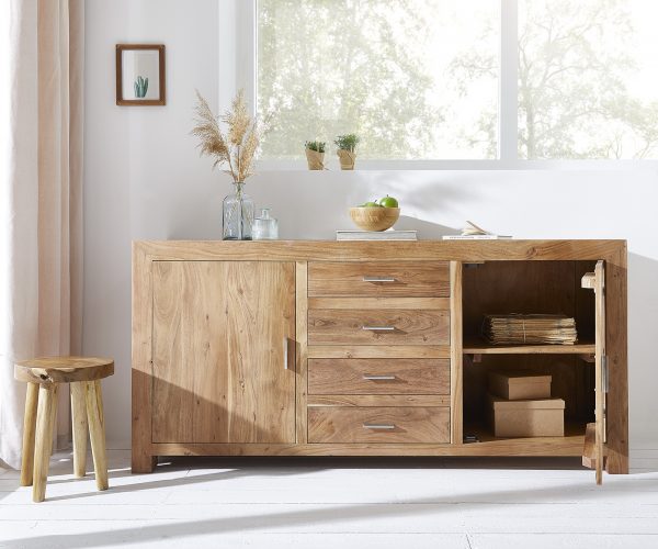 Komoda Indra 170 cm akácia prírodná 4 zásuvky 2 dvierka - Image 5