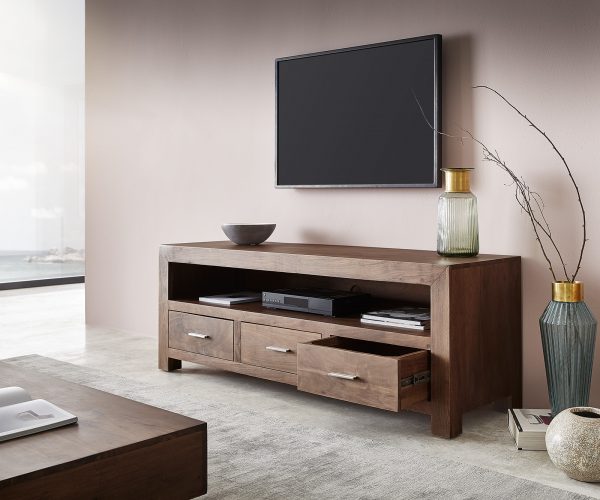TV stolek Indra 150 cm hnědá akácie 3 šuplíky 1 přihrádka - Image 4