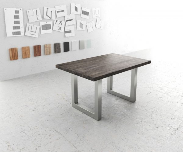 Jedálenský stôl Edge 140x90 XL Acacia platinum nerezová oceľ široký