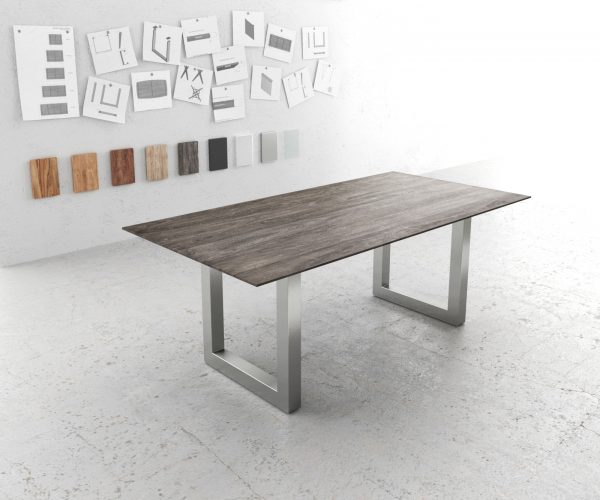 Jedálenský stôl Edge 200x100 Akácia platina Nerezová široká podnož Swiss edge