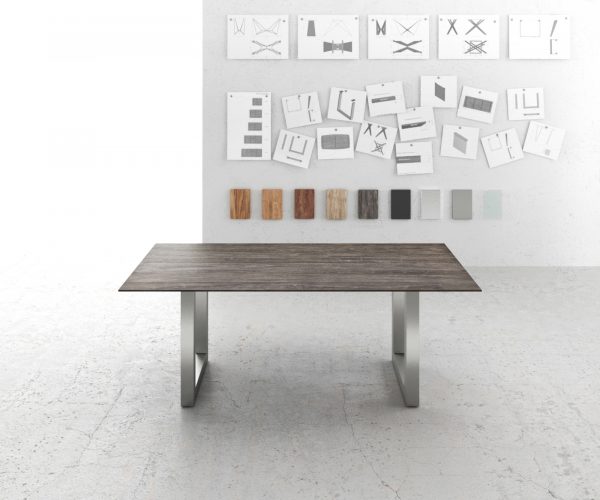 Jedálenský stôl Edge 200x100 Akácia platina Nerezová široká podnož Swiss edge - Image 2