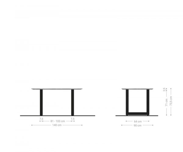 Jedálenský stôl Edge 200x100 Akácia platina Nerezová široká podnož Swiss edge - Image 7