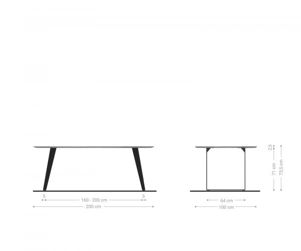 Jedálenský stôl Edge 200x100 Sheesham prírodný kovový skosený švajčiarsky okraj - Image 7