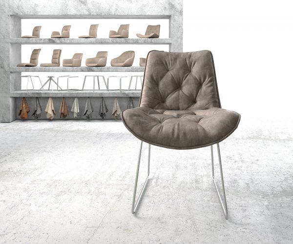 Jedálenská stolička Taimi-Flex taupe vintage s tenkou základňou z nehrdzavejúcej ocele - Image 2