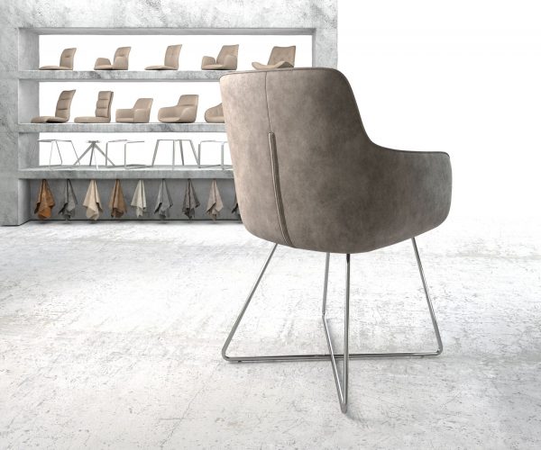 Jídelní židle Pejo-Flex taupe vintage podnož ve tvaru "X" z nerezové oceli - Image 3