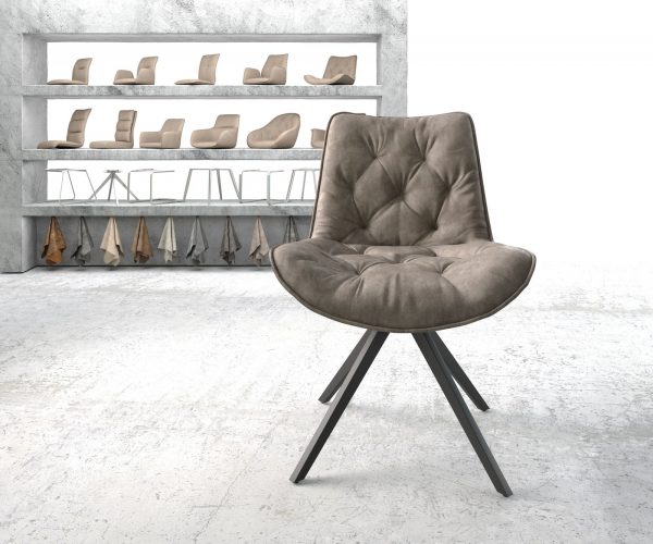 Taimi-Flex otočná stolička taupe vintage krížová základňa štvorcová čierna - Image 2