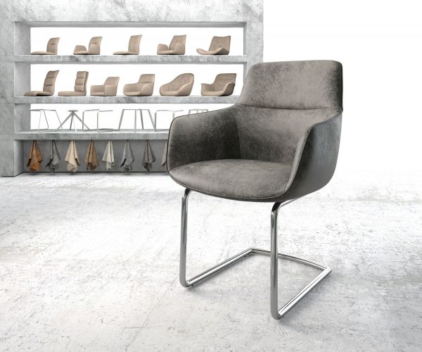 Jídelní židle Pejo-Flex Šedá Vintage Cantilever Round chromovaná