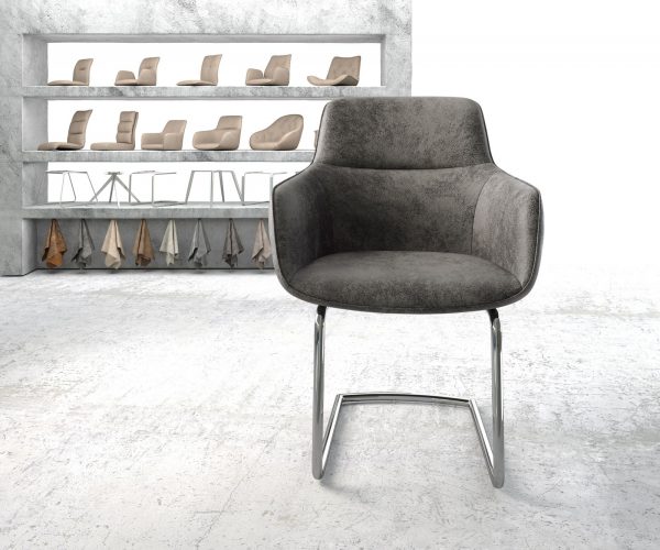 Jídelní židle Pejo-Flex Šedá Vintage Cantilever Round chromovaná - Image 2