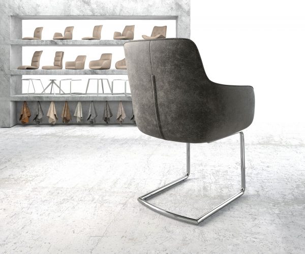 Jídelní židle Pejo-Flex Šedá Vintage Cantilever Round chromovaná - Image 3