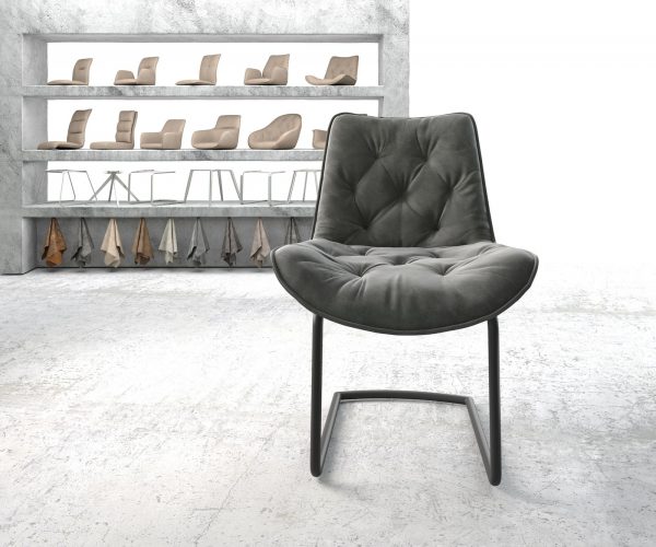 Jídelní židle Taimi-Flex Šedá Samet Cantilever Round Černá - Image 2