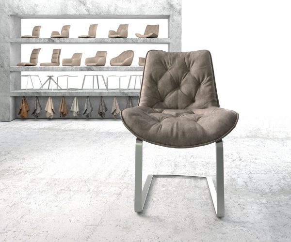 Jedálenská stolička Taimi-Flex taupe vintage konzolová základňa plochá nerezová oceľ - Image 2