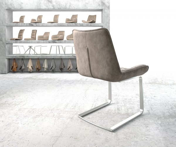 Jedálenská stolička Taimi-Flex taupe vintage konzolová základňa plochá nerezová oceľ - Image 3