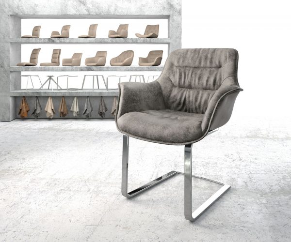 Otočná židle Kaira-Flex Grey Antique Cantilever Flat Chrome