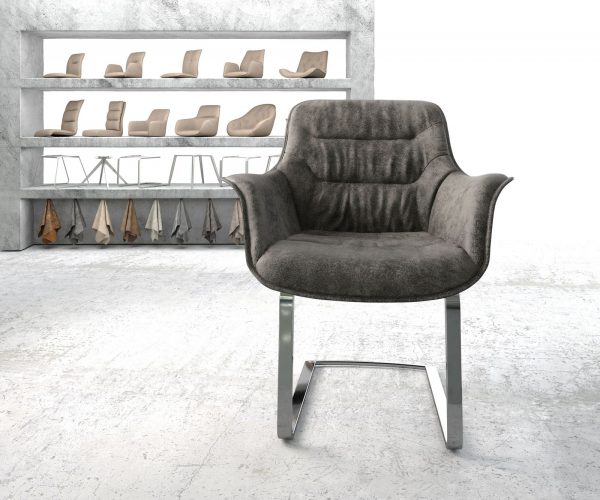 Otočná židle Kaira-Flex Grey Antique Cantilever Flat Chrome - Image 2