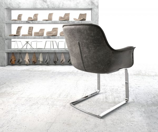 Otočná židle Kaira-Flex Grey Antique Cantilever Flat Chrome - Image 3
