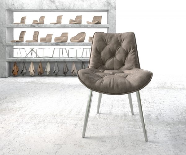 Jedálenská stolička Taimi-Flex taupe vintage kužeľovitá podnož z nerezovej ocele - Image 2