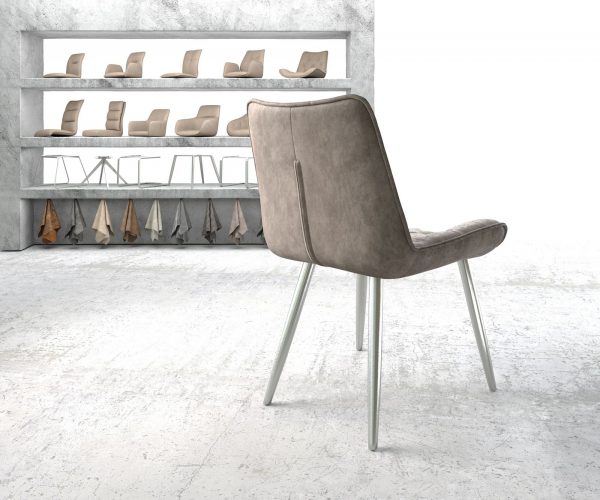 Jedálenská stolička Taimi-Flex taupe vintage kužeľovitá podnož z nerezovej ocele - Image 3