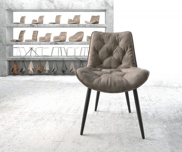 Jedálenská stolička Taimi-Flex taupe vintage s kužeľovou základňou čierna - Image 2