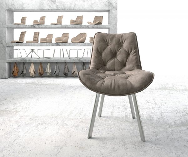 Jídelní židle Taimi-Flex taupe vintage oválná podnož z nerezové oceli - Image 2