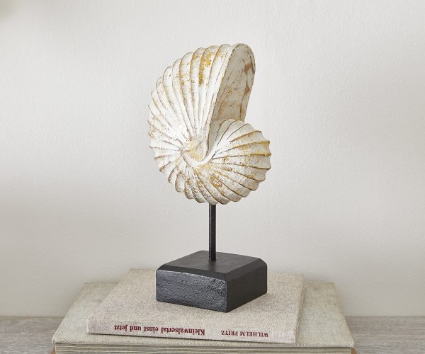 Dřevěná dekorace Figurka mušle 14x28 cm Albasia Wood White - Image 2