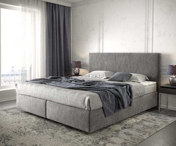 Boxspringová posteľ Dream-Well 180x200 cm z mikrovlákna taupe s matracom a topperom