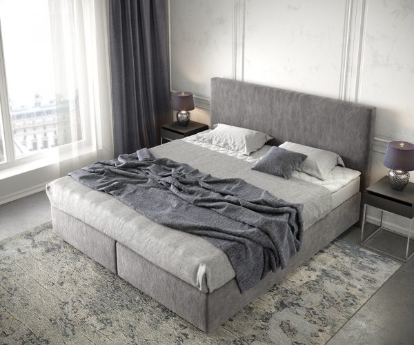 Boxspringová posteľ Dream-Well 180x200 cm z mikrovlákna taupe s matracom a topperom - Image 4