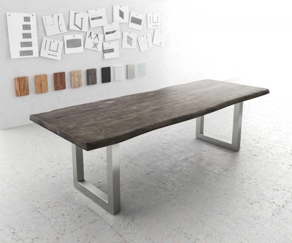 Jedálenský stôl Edge 260x100 XL Akácia platina Nerezová široká podnož