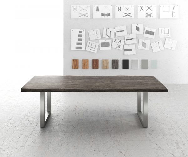 Jedálenský stôl Edge 260x100 XL Akácia platina Nerezová široká podnož - Image 2