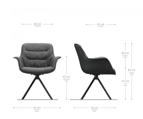 Otočná židle Kaira-Flex antracitová vintage křížová podnož kulatá otočná černá - Image 5