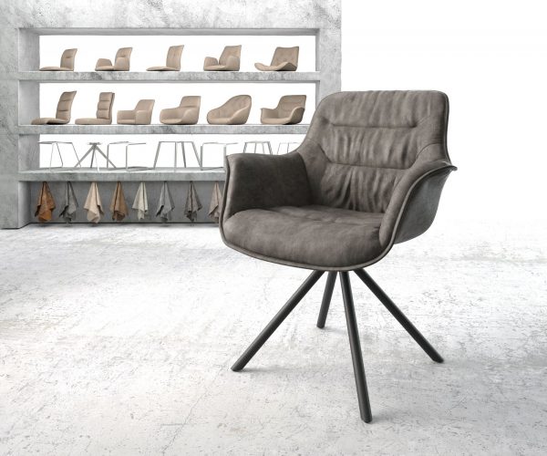 Otočná židle Kaira-Flex antracitová vintage křížová podnož kulatá otočná černá