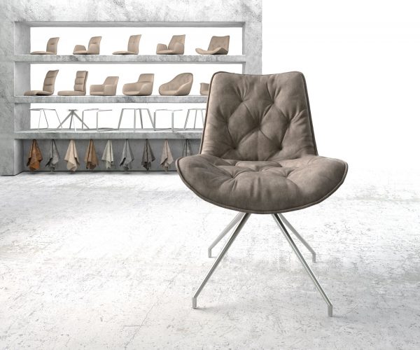 Otočná stolička Taimi-Flex taupe vintage krížová základňa zúžená z nerezovej ocele - Image 2