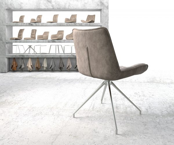 Otočná stolička Taimi-Flex taupe vintage krížová základňa zúžená z nerezovej ocele - Image 3