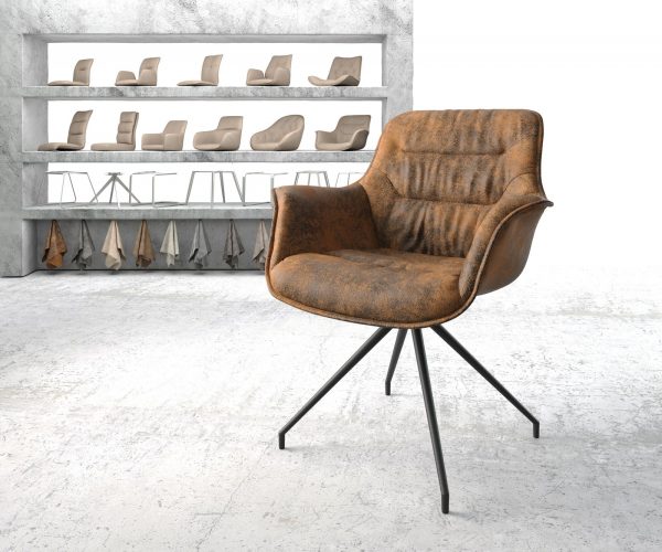 Otočná židle Kaira-Flex Hnědá Vintage Cross Rám Conical Černá
