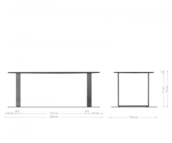Jídelní stůl Edge 200x100 cm exotické dřevo nerezová ocel úzká - Image 6
