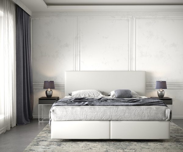 Boxspringová posteľ Dream-Well 180x200 cm biela koženka s matracom a topperom - Image 2