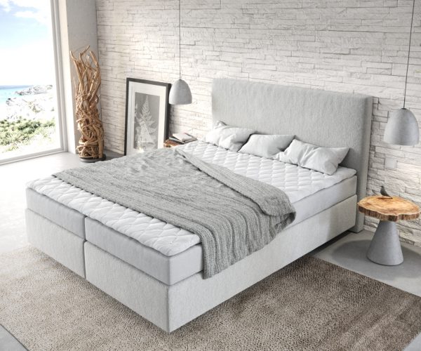 Postel Boxspring Dream-Well 160x200 cm z mikrovlákna Stříbrno Šedá s matrací a topperem - Image 4