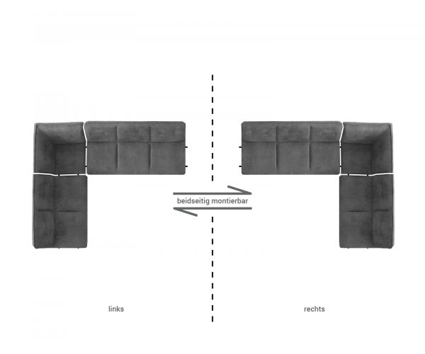 Rohová lavica Pavle 200x170 cm sivá vintage podstavec z nerezovej ocele variabilný - Image 8