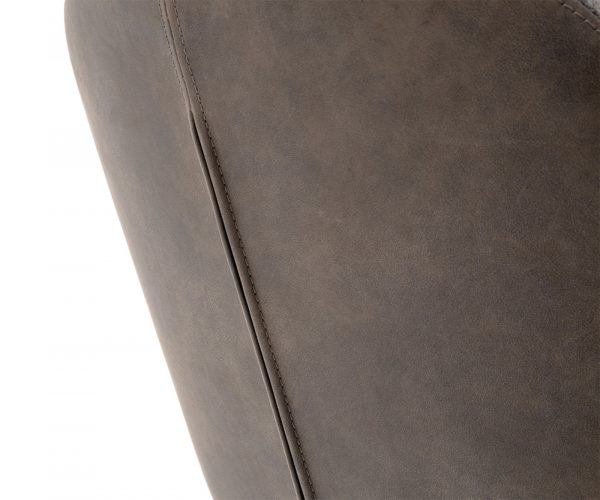 Jedálenská stolička Maida Chenille Cappuccino Oválna podrúčka z nehrdzavejúcej ocele - Image 7