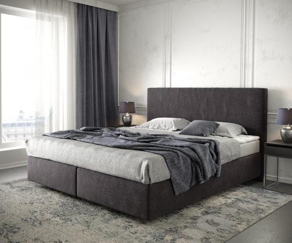 Boxspringová posteľ Dream-Well 180x200 cm z mikrovlákna čierna s matracom a topperom