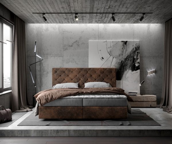 Boxspringová posteľ Dream-Great 180x200 cm hnedá vintage s matracom a topperom - Image 2