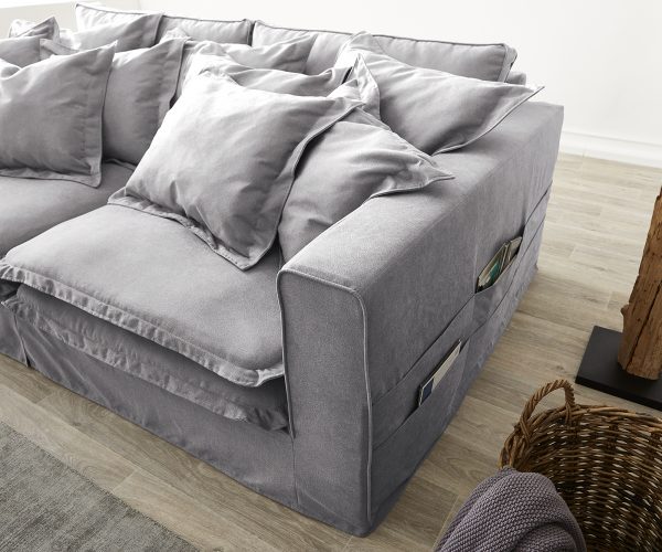 Pohovka Noelia 240x140 cm sivá s vankúšom Bigsofa - Image 6