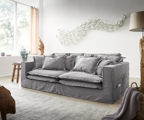 Pohovka Noelia 240x140 cm sivá s vankúšom Bigsofa - Image 4