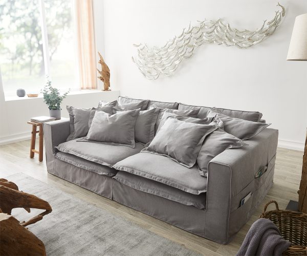 Pohovka Noelia 240x140 cm sivá s vankúšom Bigsofa - Image 2