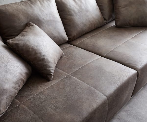 Veľká pohovka Marbeya 285x115 cm tmavohnedá s 10 vankúšmi XXL pohovka - Image 5