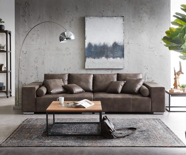 Veľká pohovka Marbeya 285x115 cm tmavohnedá s 10 vankúšmi XXL pohovka - Image 2