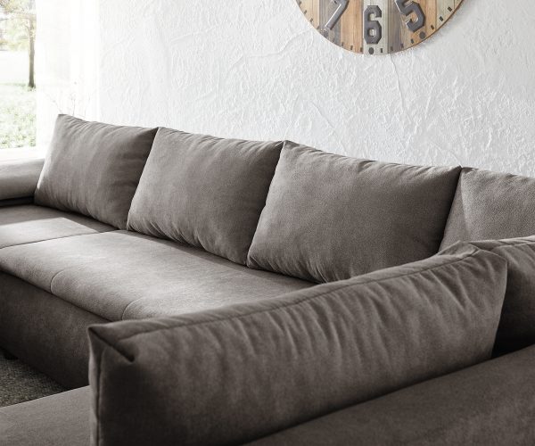 Pohovka v tvare U Abilene 325x230 cm khaki hnedá rozkladacia funkcia ležadlo variabilné - Image 6