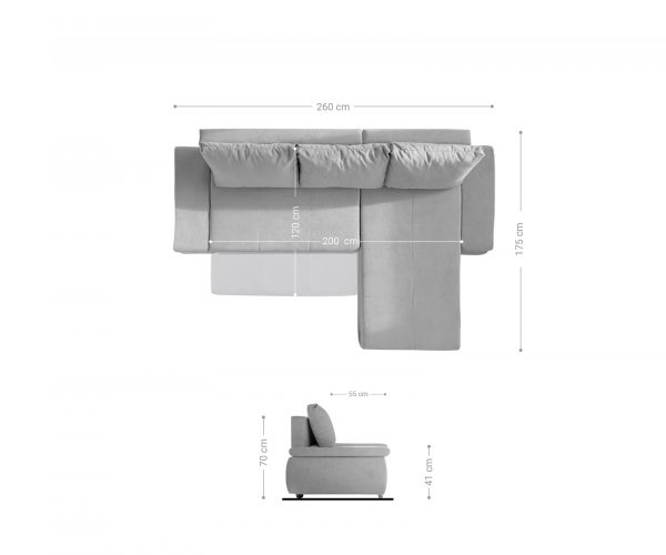 Rohová sedačka Abilene 260x175 cm khaki hnedá rozkladacia funkcia lenivá sedačka variabilná - Image 10