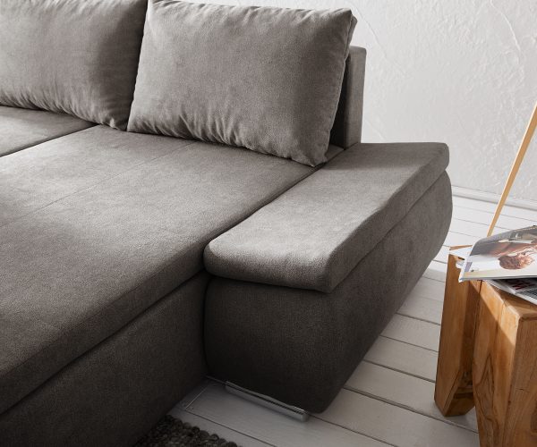 Rohová sedačka Abilene 260x175 cm khaki hnedá rozkladacia funkcia lenivá sedačka variabilná - Image 6