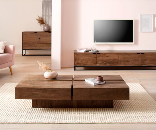 Konferenční stolek Loca 140x70 cm hnědá akácie z masivního dřeva - Image 2