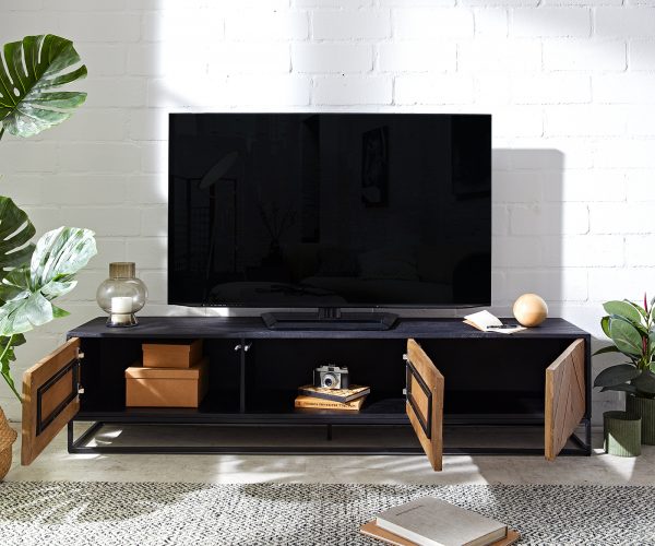TV stolík Famke 175 cm mango teak 3 dvierka - Image 4
